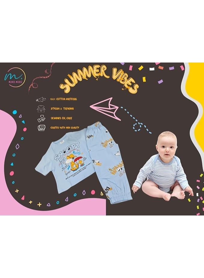 MINIIMODZ MINII MODZ Snoopy Print Shirt & Pant Set Soft Cotton Dress Sleepwear | Suitable for Kids, Toddlers, and Infants - Image 3